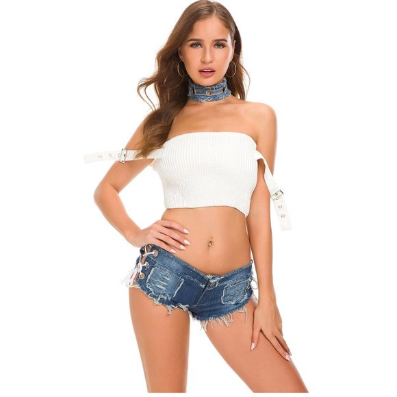 Low Rise Ripped Denim Shorts Cut off Jeans Shorts Hot Pants - Picture 5 of 11